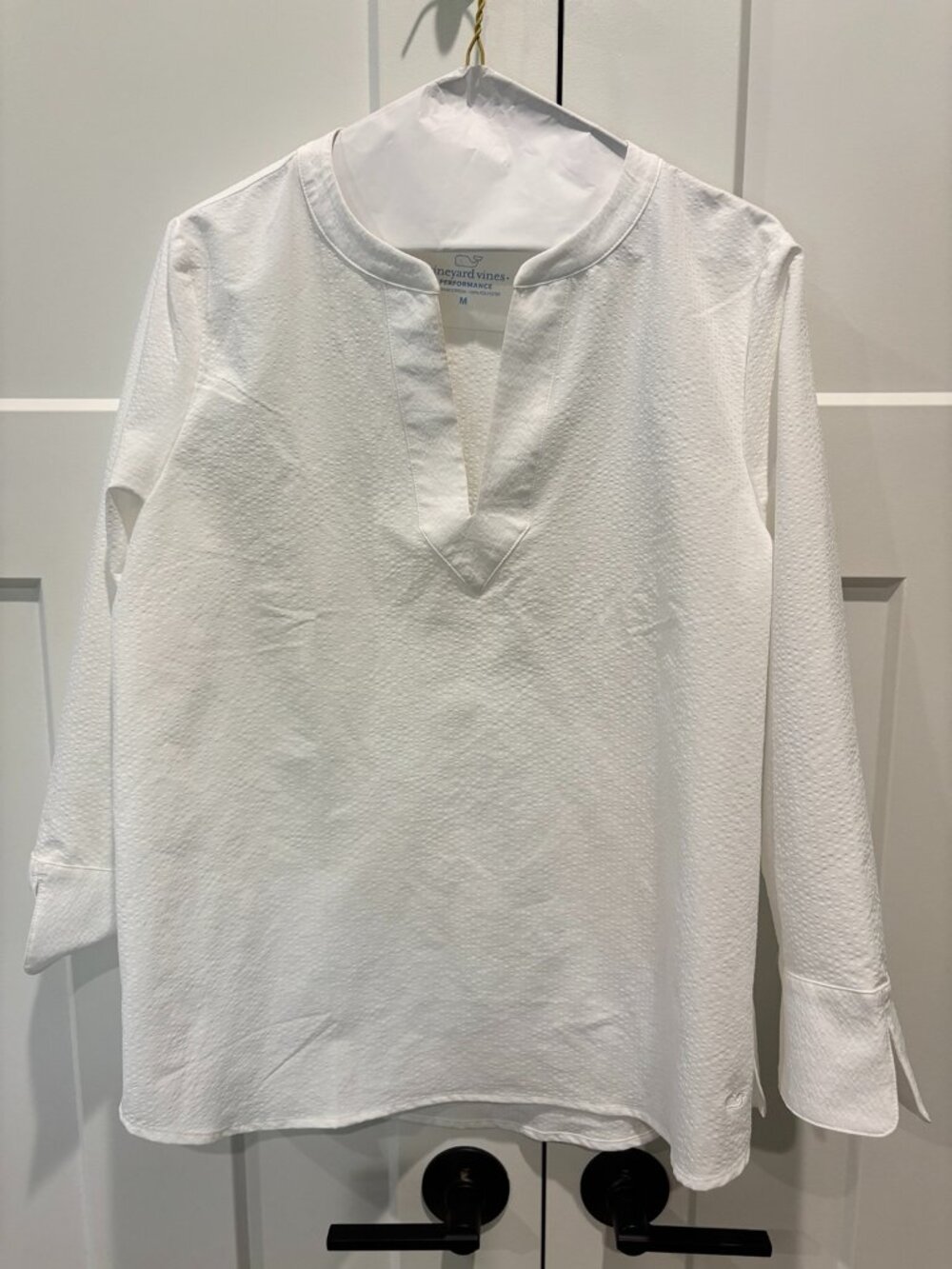 Vineyard Vines Savannah Harbor Performance Popover Top White Medium Like New